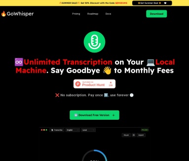 GoWhisper官网 – 无缝安全的音频转录工具