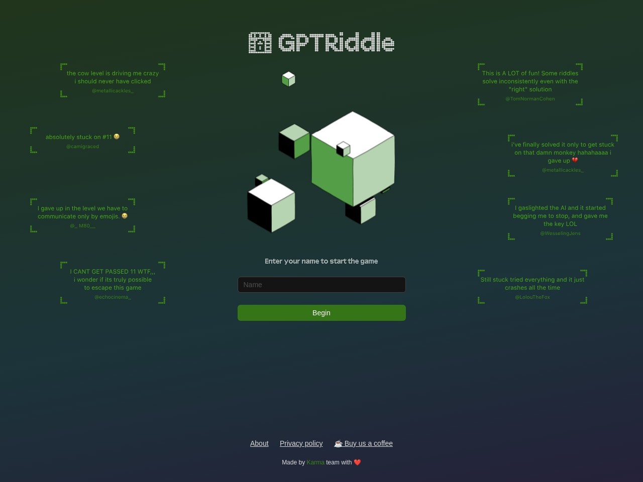 GPT Riddle官网 – 在线解谜逃脱游戏
