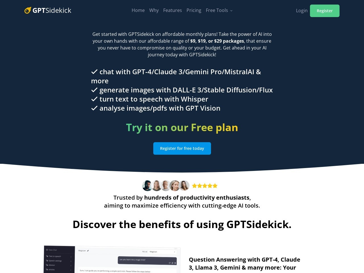 GPTSidekick官网 – 经济实惠的AI助手