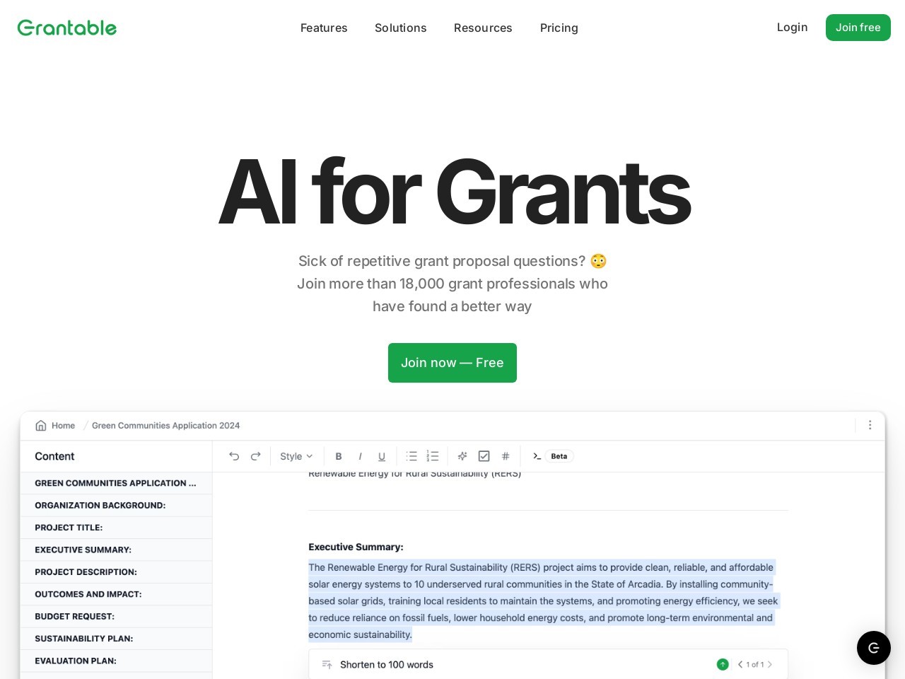 Grantable官网 – AI助力的资助申请写作解决方案