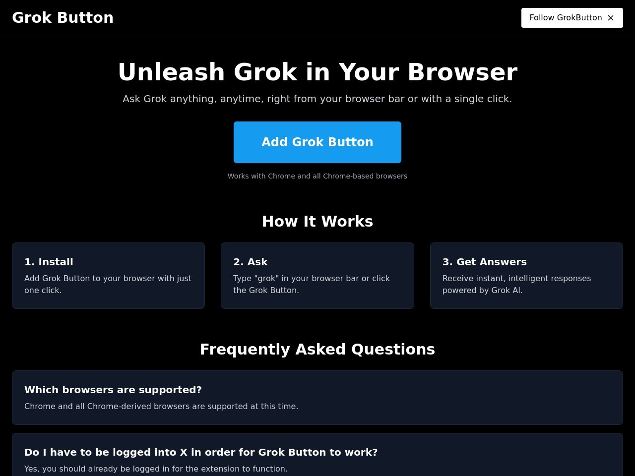 Grok Button官网 – 智能浏览器问答扩展