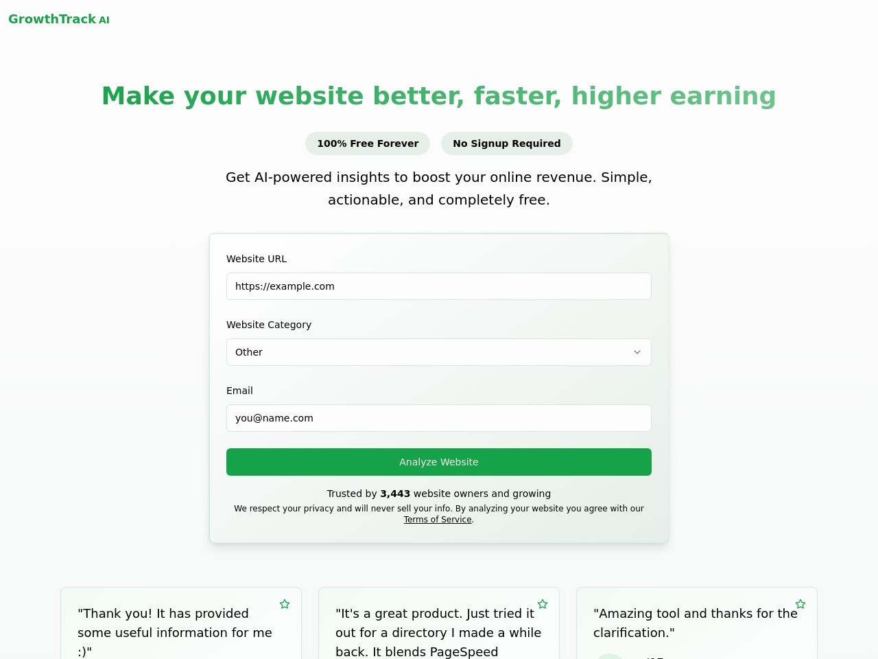 GrowthTrack AI官网 – AI驱动的网站优化工具