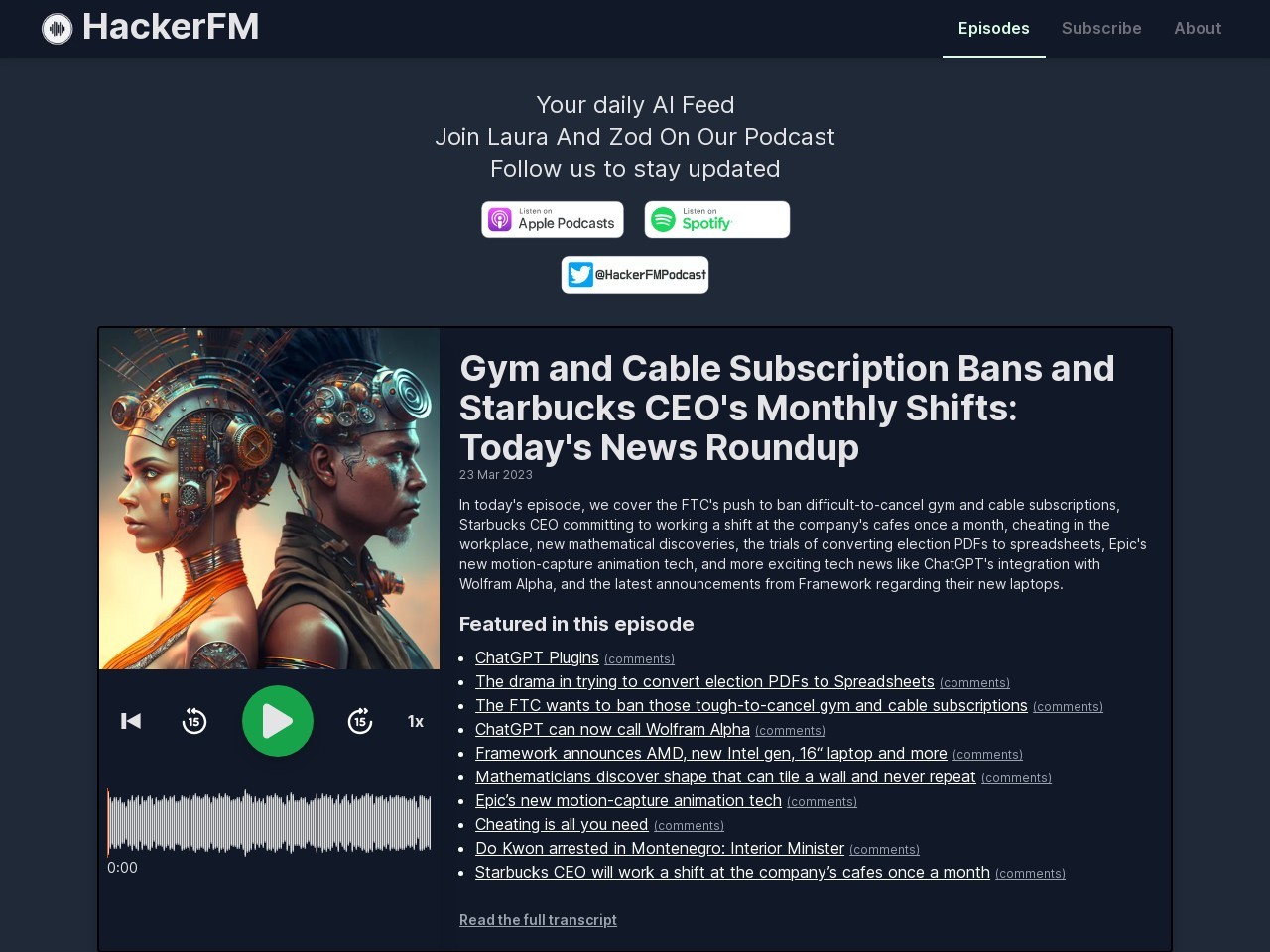 HackerFM Podcast官网 – 每日AI生成的科技新闻播客
