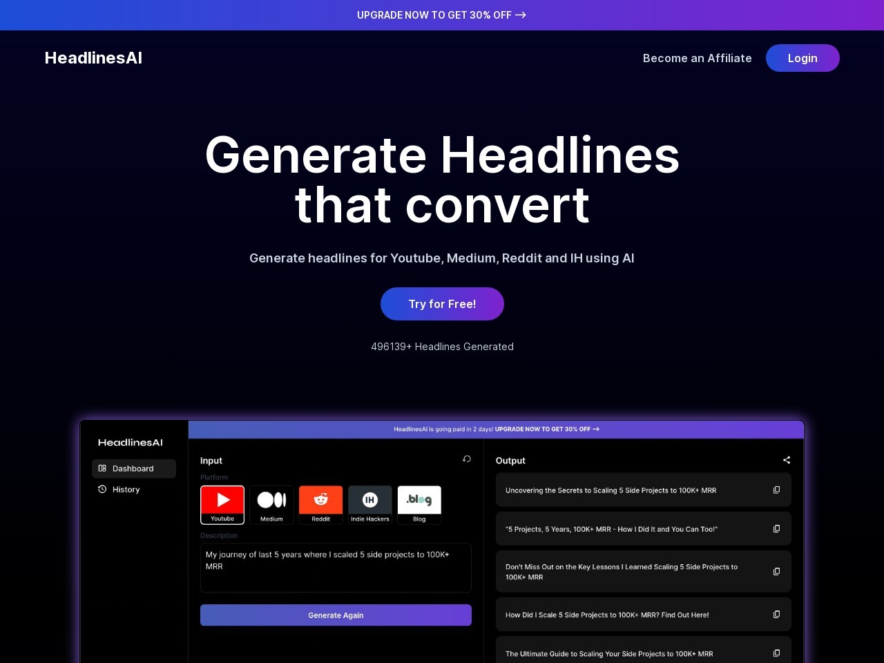 HeadlinesAI官网 – 智能生成引人注目的标题