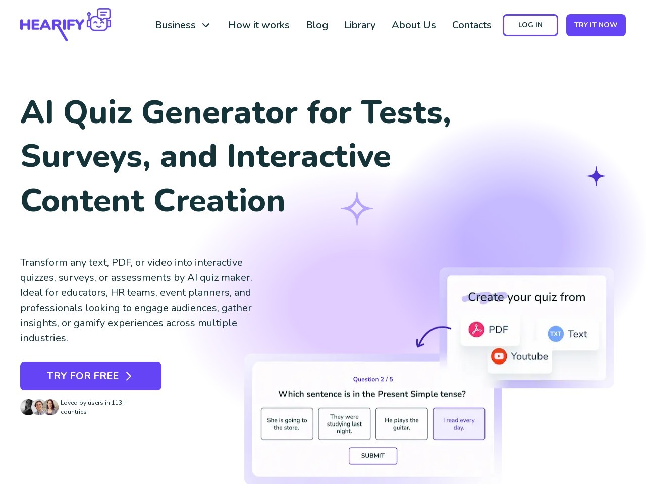 Hearify AI Quiz Maker官网 – 将文件转换为互动测验的先进工具