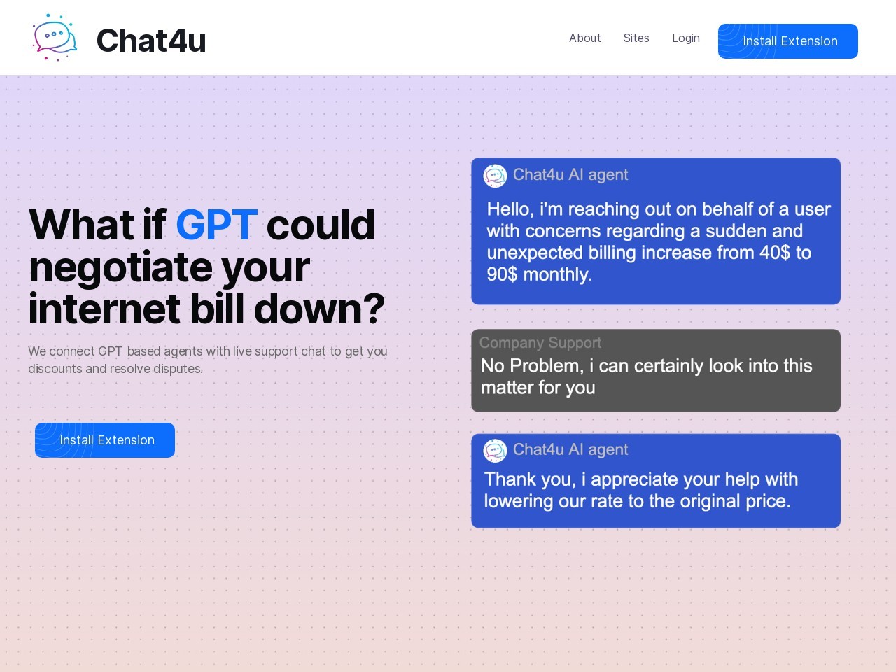 Chat4U官网 – 连接GPT与网站实时支持