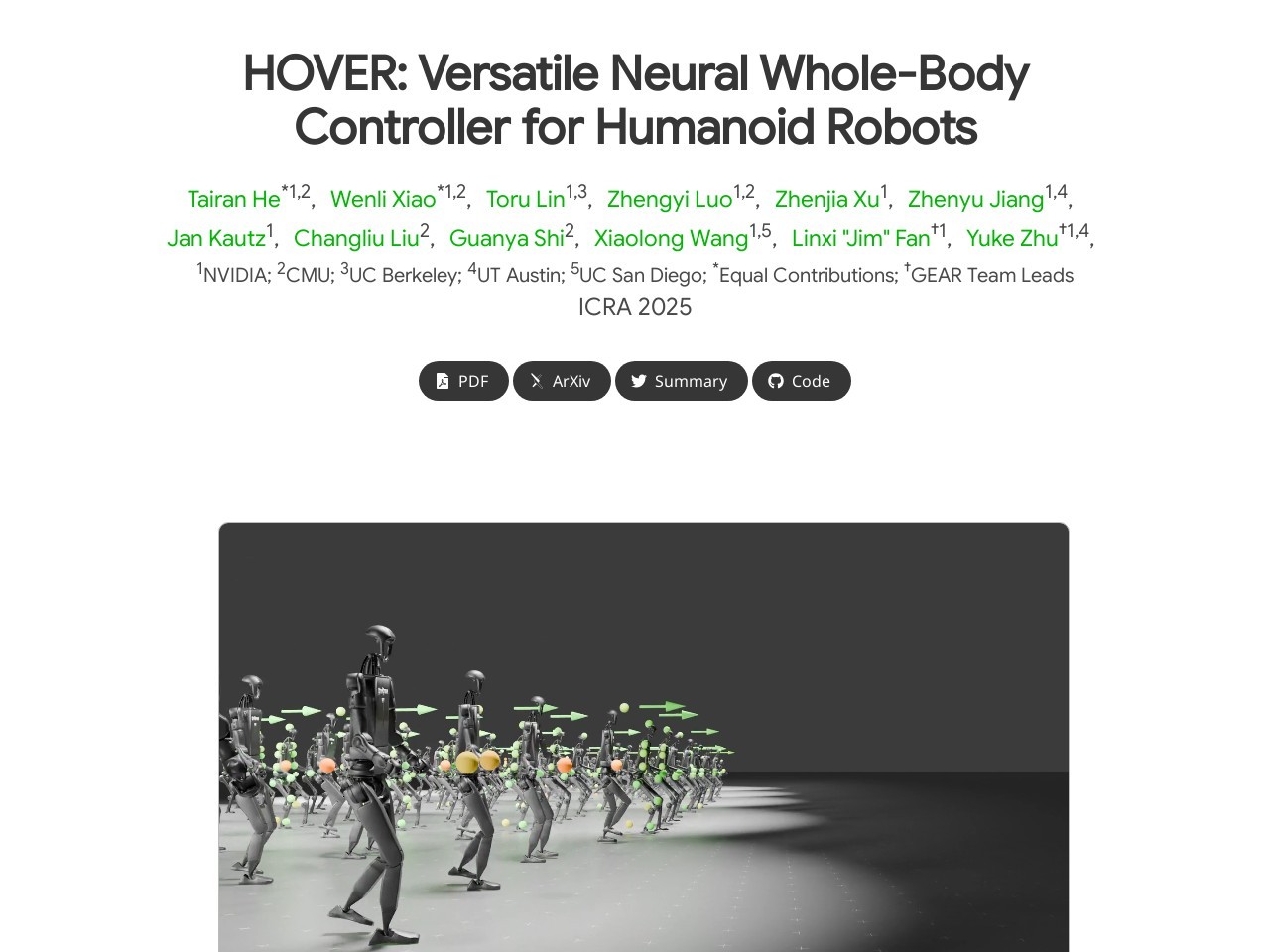 HOVER开源项目 – 多功能人形机器人控制器