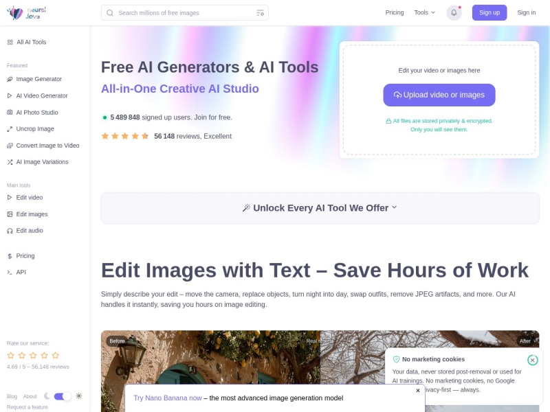 Free AI Generators & AI Tools | neural.love