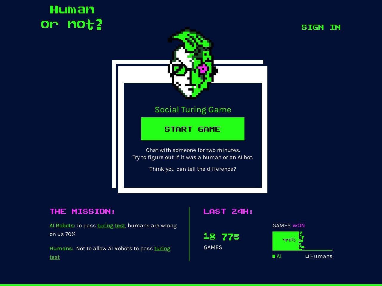 Human or Not: A Social Turing Game官网 – 一款有趣的聊天游戏