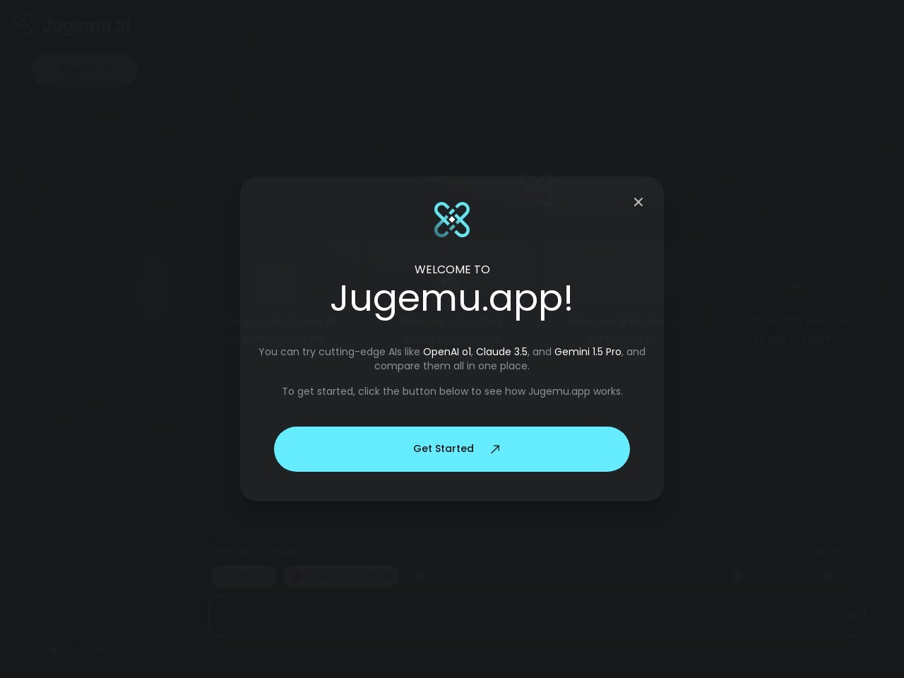 Jugemu.app官网 – 访问和比较AI模型的工具
