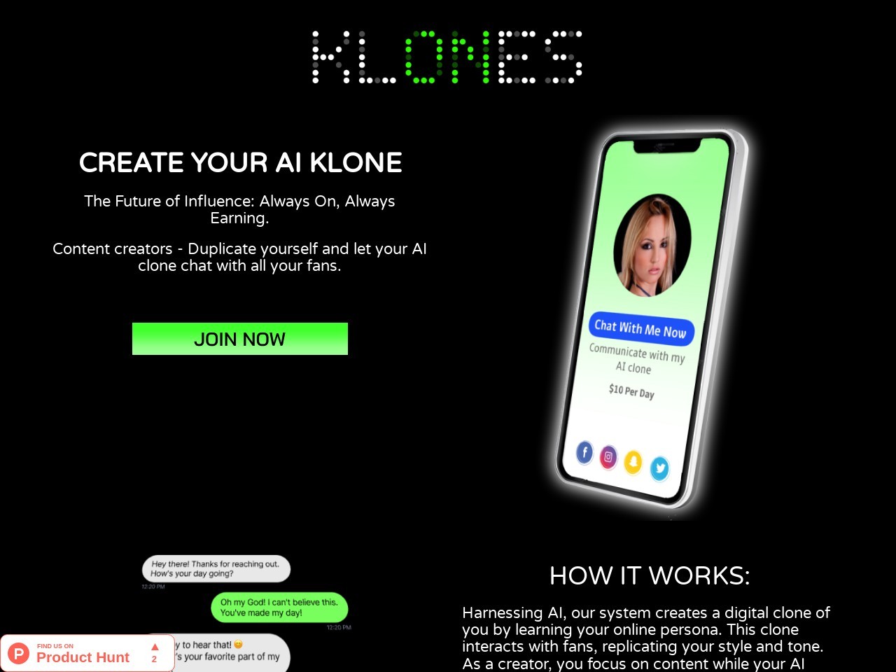 Klones官网 – AI克隆平台，提升内容创作者互动