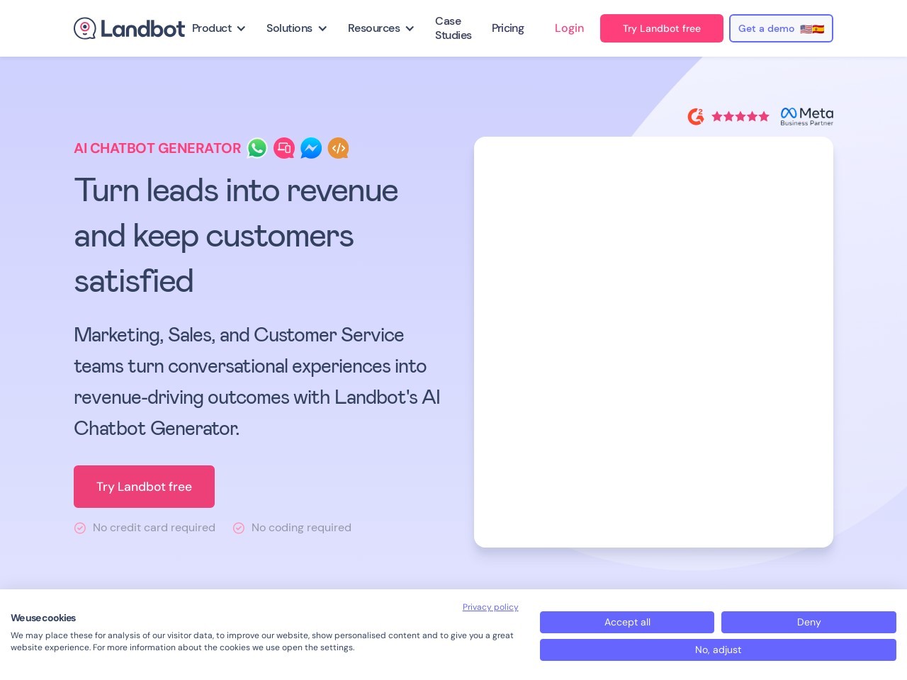 Landbot AI官网 – 强大的无代码聊天机器人构建工具