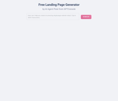 GPTConsole AI Agent PIXIE Landing Page Generator