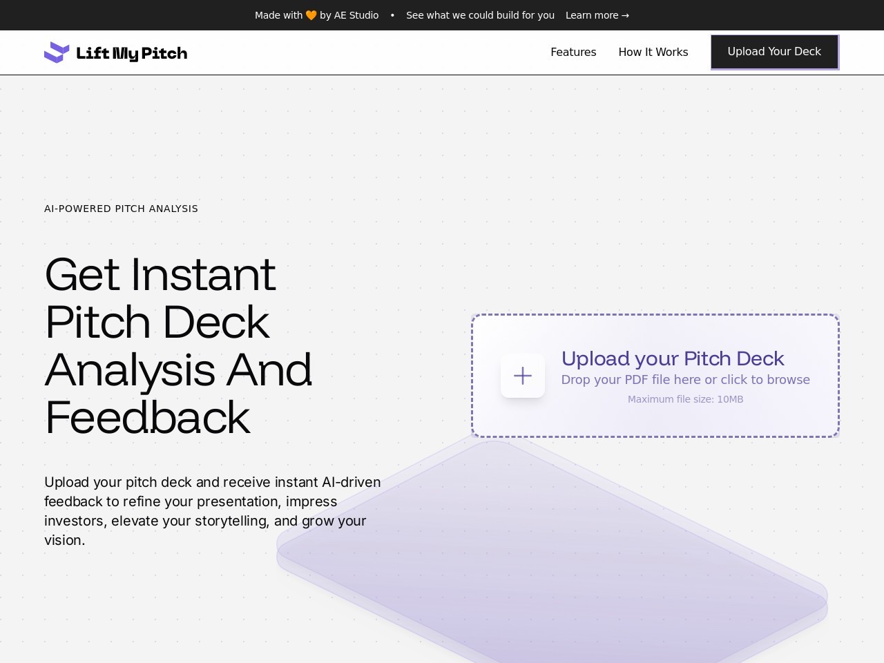 LiftMyPitch官网 – AI助力，提升你的投资演示
