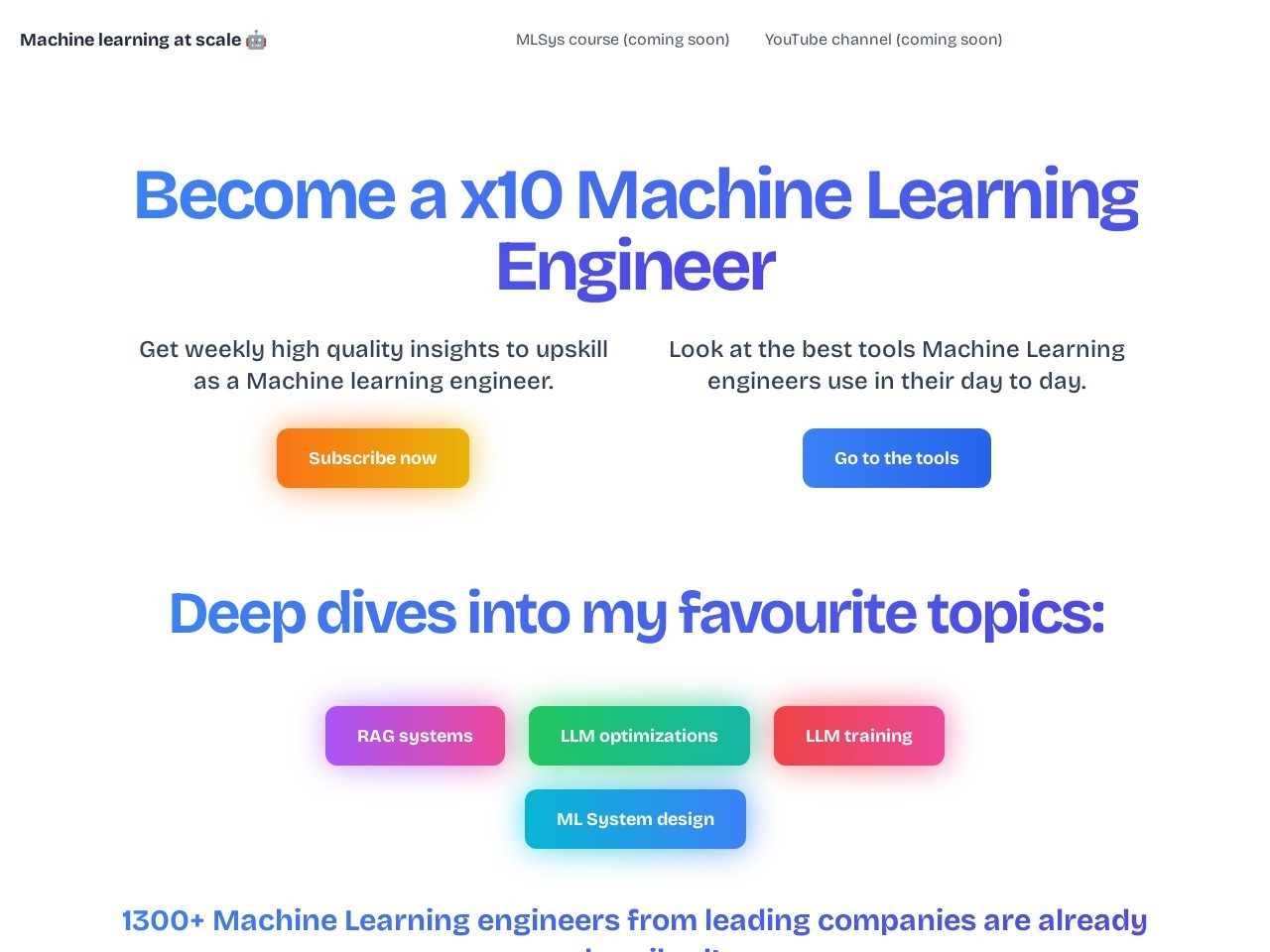 Machine learning at scale官网 – 提供大规模机器学习系统的见解