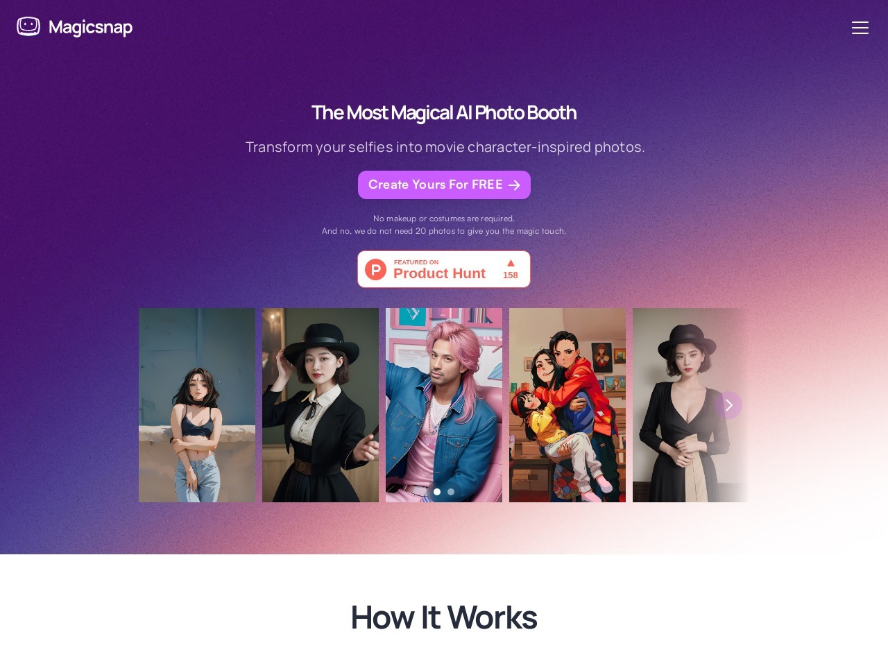 Magicsnap AI官网 – 将自拍转化为电影角色照片