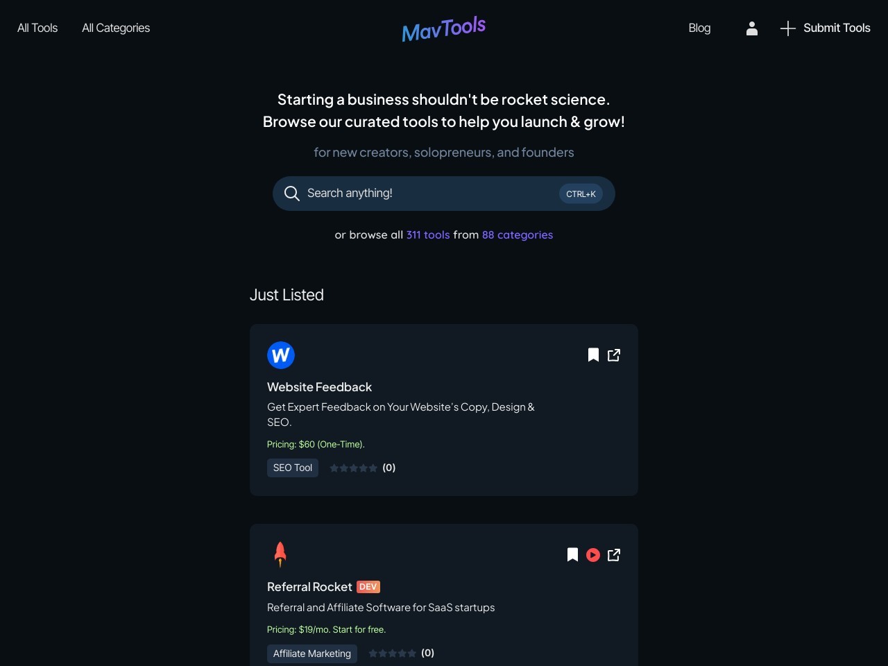 MavTools官网 – 为创业者提供多种AI工具的平台