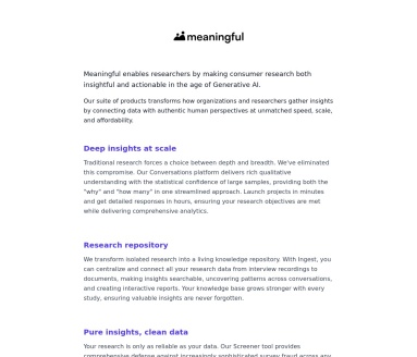 Meaningful官网 – 革命性的AI语音质性研究解决方案