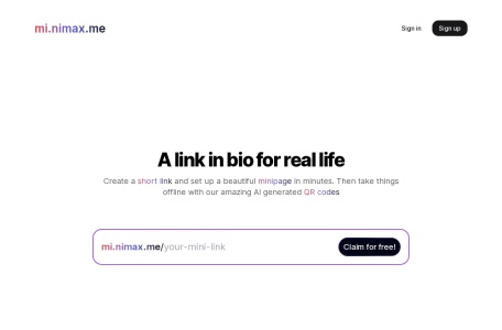 minimaxme官网 – 快速创建短链接和迷你页面