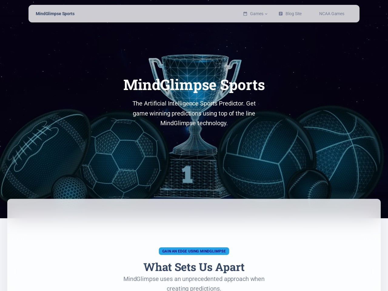 MindGlimpse Sports官网 – 人工智能体育预测工具