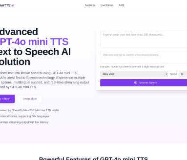 Minitts AI：GPT-4o驱动AI语音，自由定制情感语调！