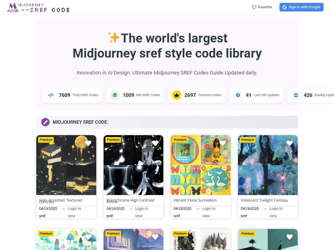 Midjourney SREF Codes Library官网 – Midjourney风格参考代码库