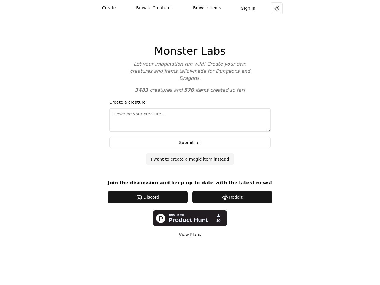 Monster Labs官网 – 为D&D玩家和地下城主提供即时生成工具