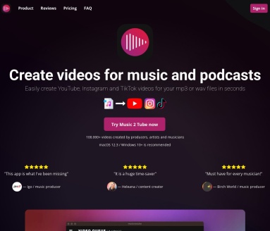 Music 2 Tube官网 – 轻松创建高质量音乐视频