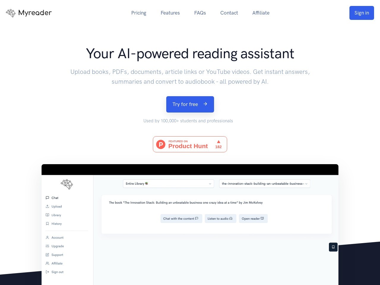 Myreader AI官网 – 智能文献阅读助手