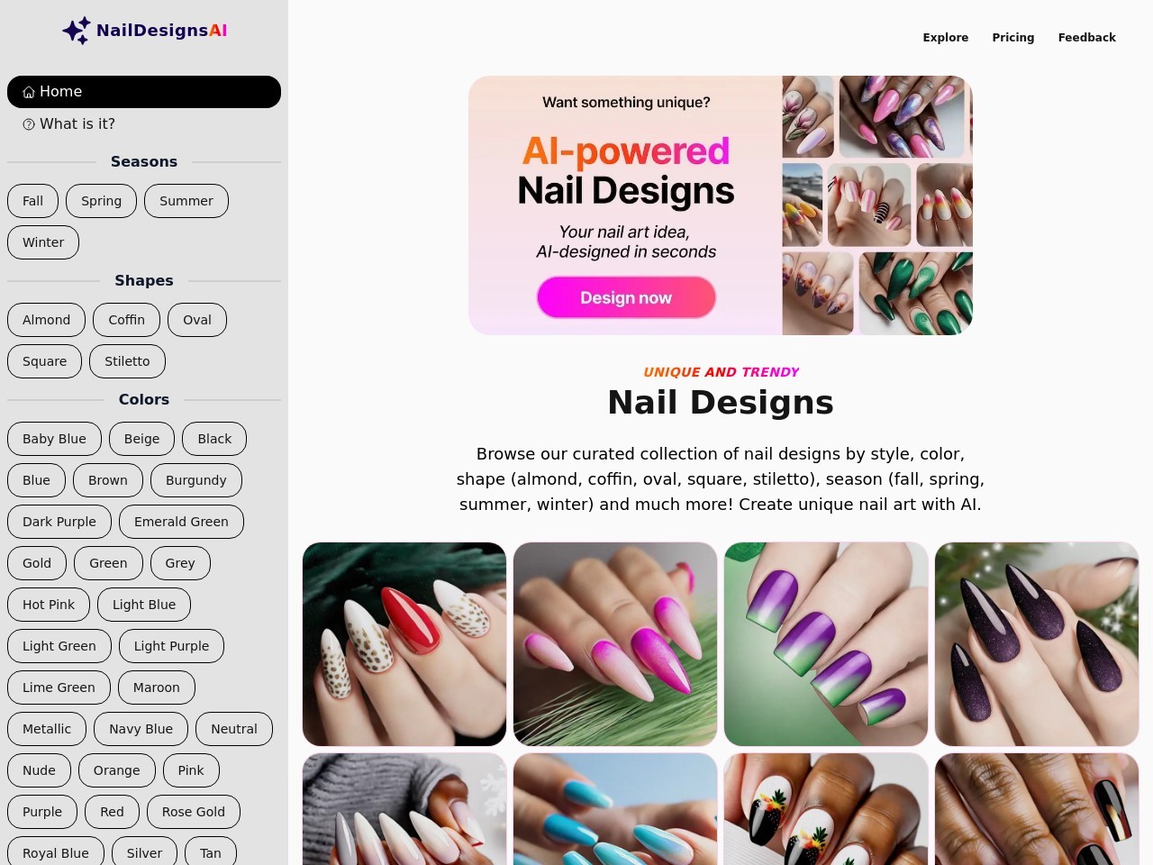 Nail Designs AI官网 – 轻松选择指甲设计