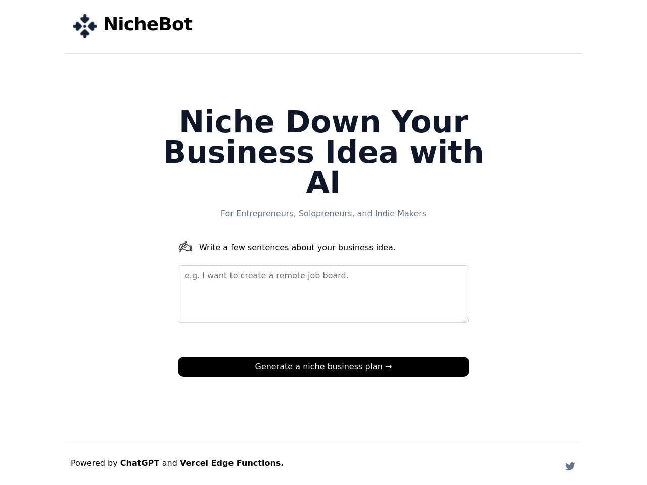 NicheBot官网 – 利基市场商业创意生成器