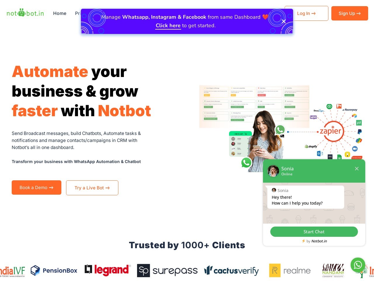 NotBot官网 – 全面的WhatsApp自动化平台