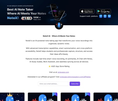 NoteX AI Notetaker, AI Notebook官网 – 智能笔记与内容创作工具