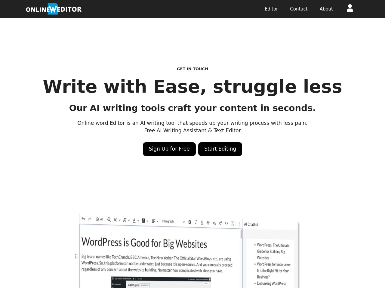 Online Word Editor官网 – 一个提升写作过程的AI工具