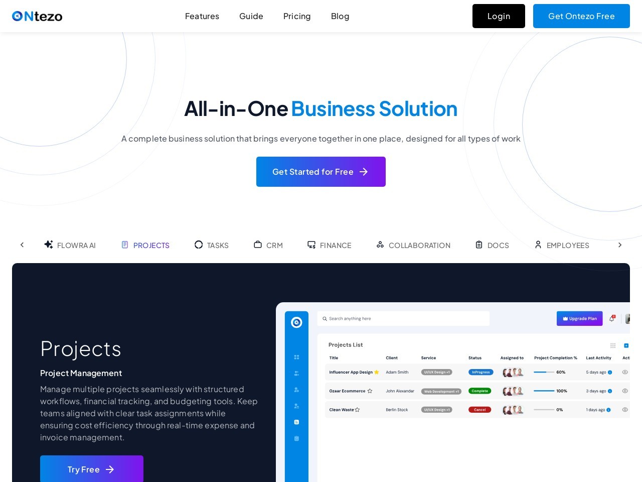 Ontezo官网 – AI驱动的项目管理工具