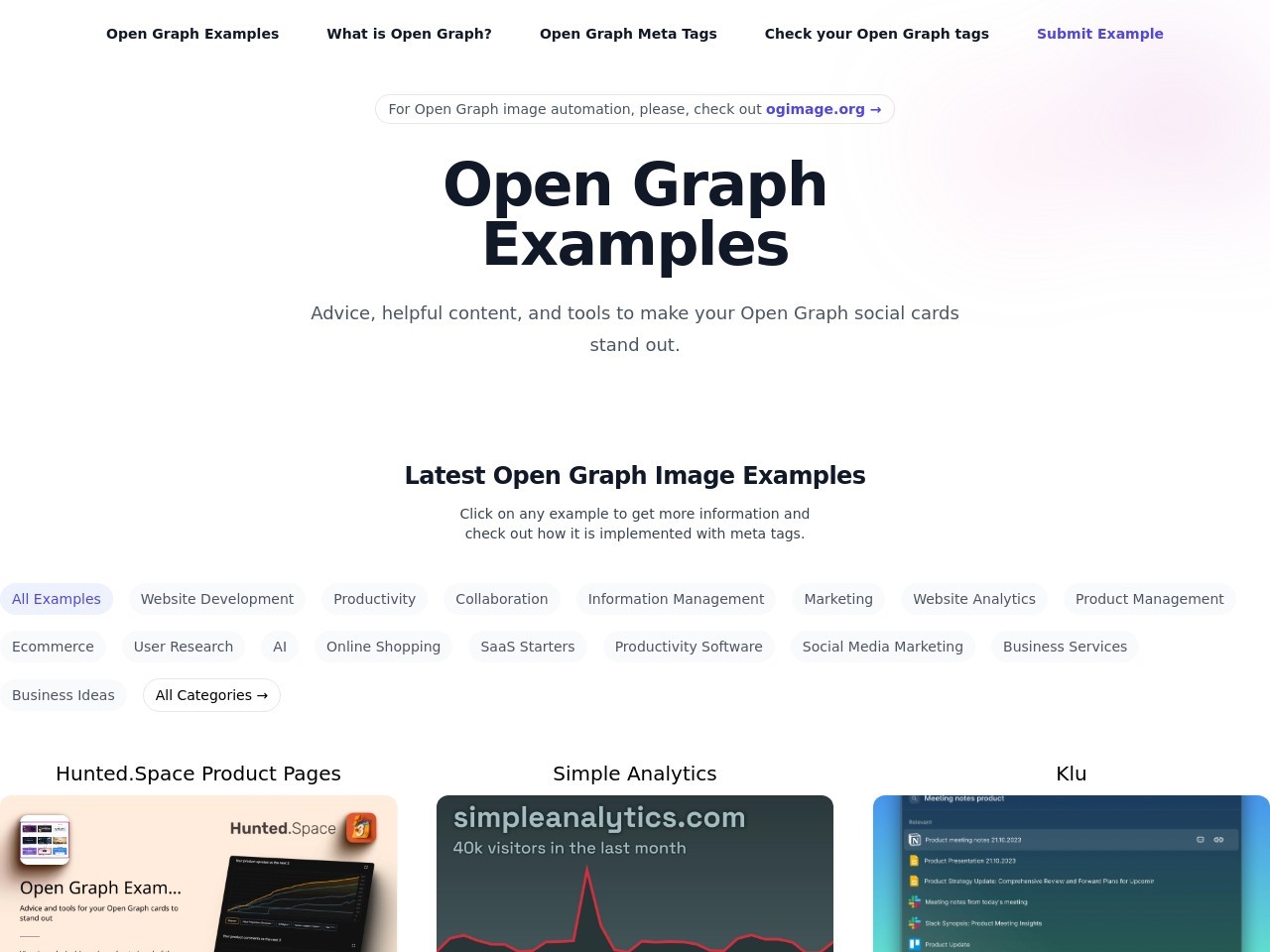 Open Graph Examples官网 – 让你的Open Graph卡片脱颖而出