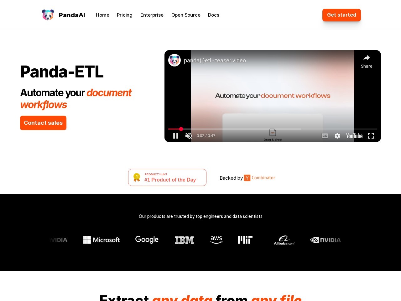 panda{·}etl (YC W24)官网 – 将混乱文件转化为可操作数据