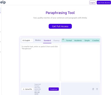 AcademicHelp Paraphraser官网 – 免费句子重写工具