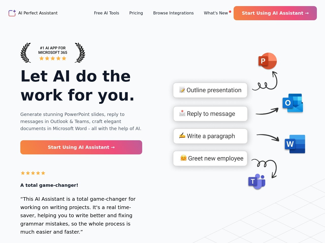 AI Perfect Assistant – GPT for Office365-让人工智能为您工作！