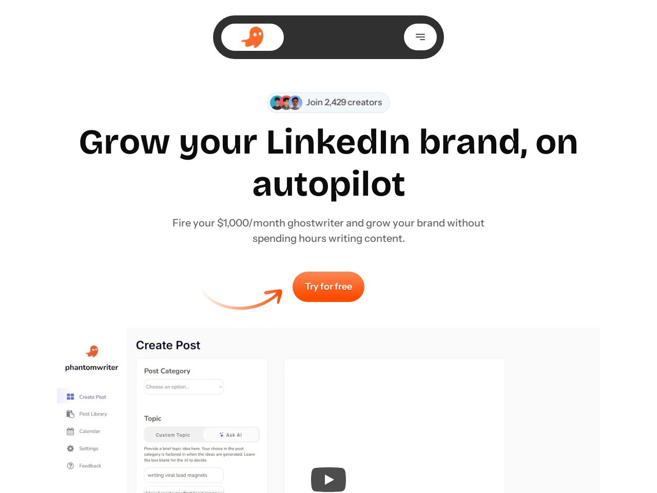 Phantomwriter官网 – 自动化LinkedIn内容创作工具