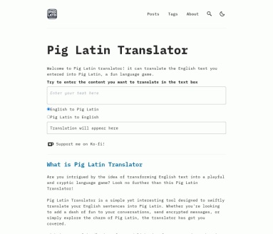 Pig Latin Translator