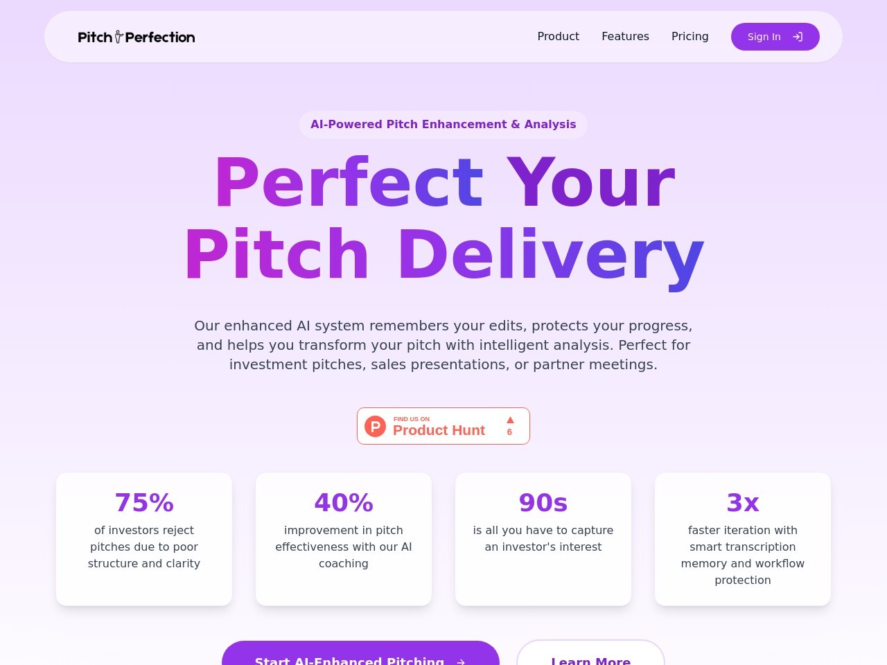 Pitch Perfection官网 – AI驱动的商业演讲优化平台