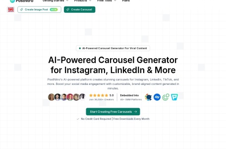 PostNitro – AI Carousel Post Generator-AI自动化生成引人注目的社交媒体转盘内容