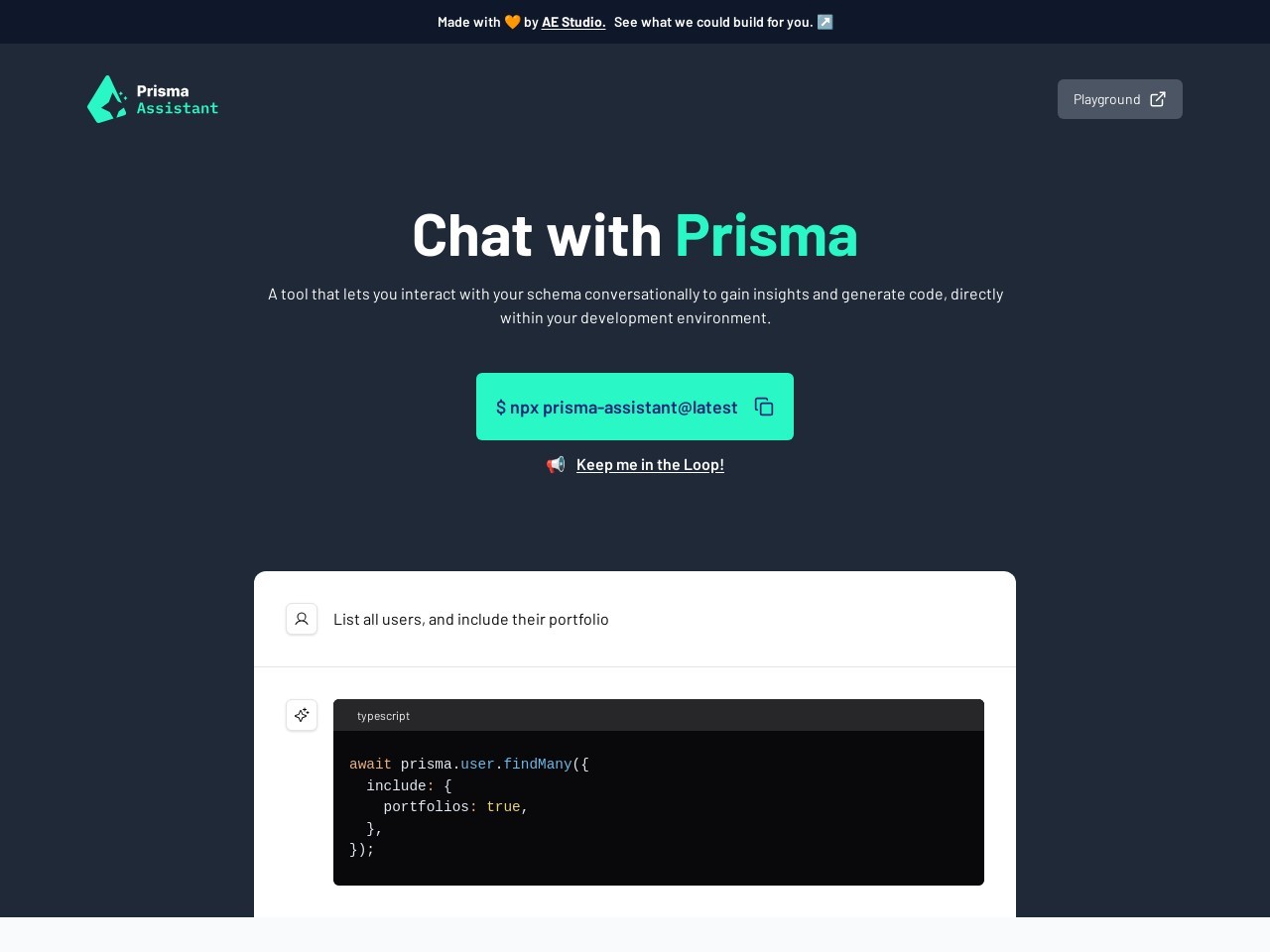 Prisma Assistant官网 – 通过对话与数据库架构互动