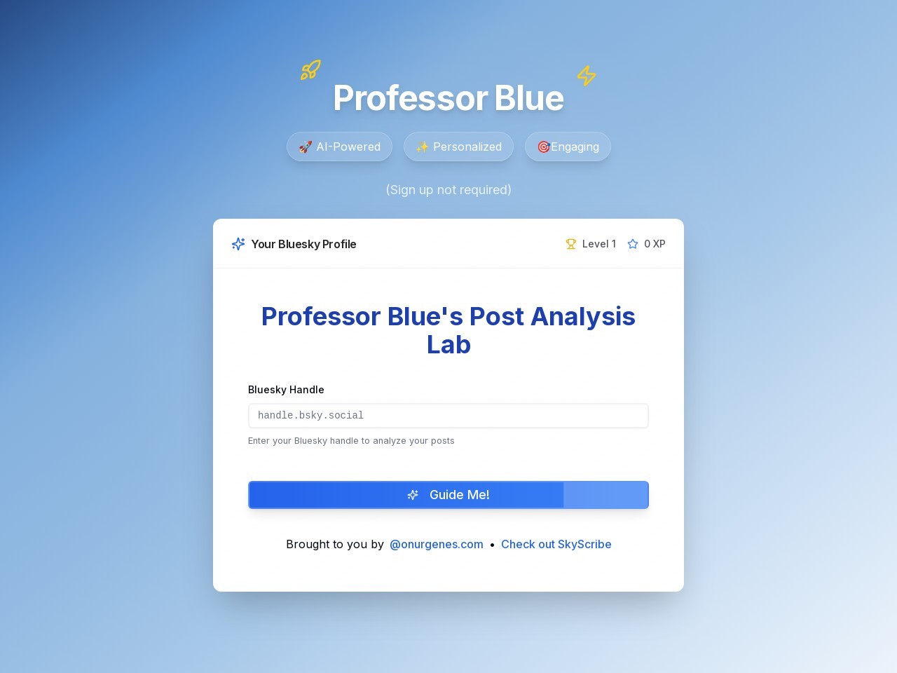 Professor Blue官网 – AI驱动的蓝天社交反馈工具