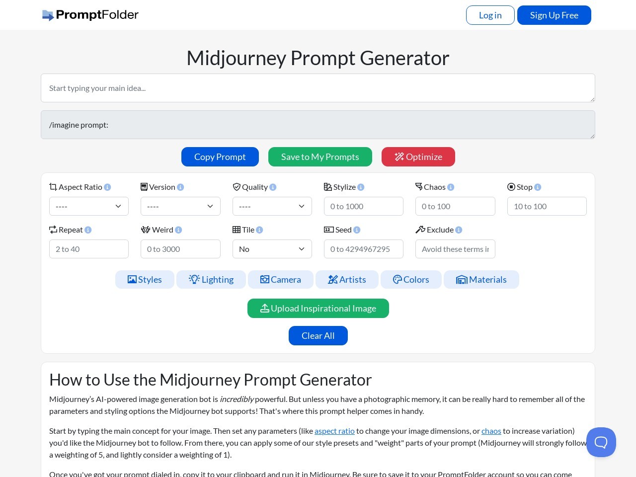 MJ Prompt Tool