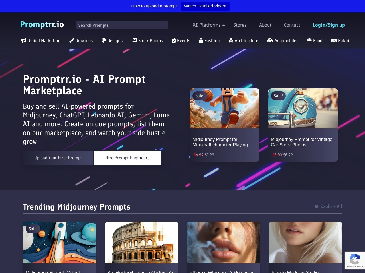 Promptrr – AI Prompt Marketplace-AI提示市场，买卖提示的地方