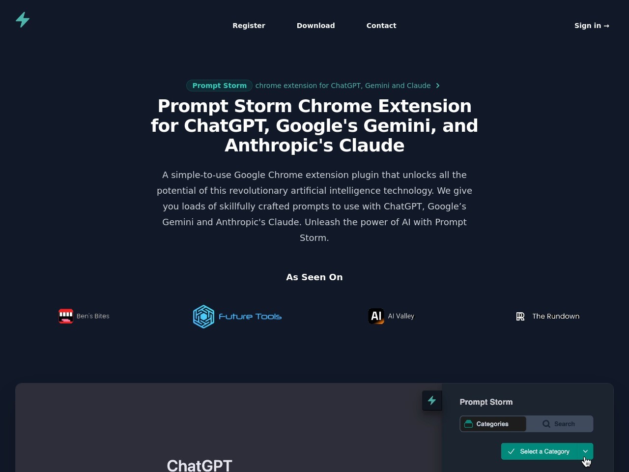 Prompt Storm官网 – 提升ChatGPT使用体验的Chrome扩展