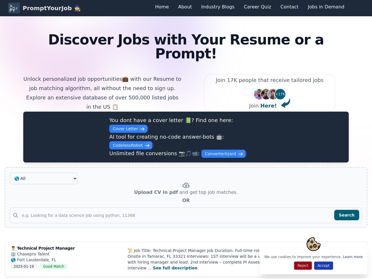 PromptYourJob官网 – 下一代职位搜索平台