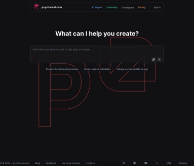 psychoroid.com官网 – 开源的3D模型生成引擎